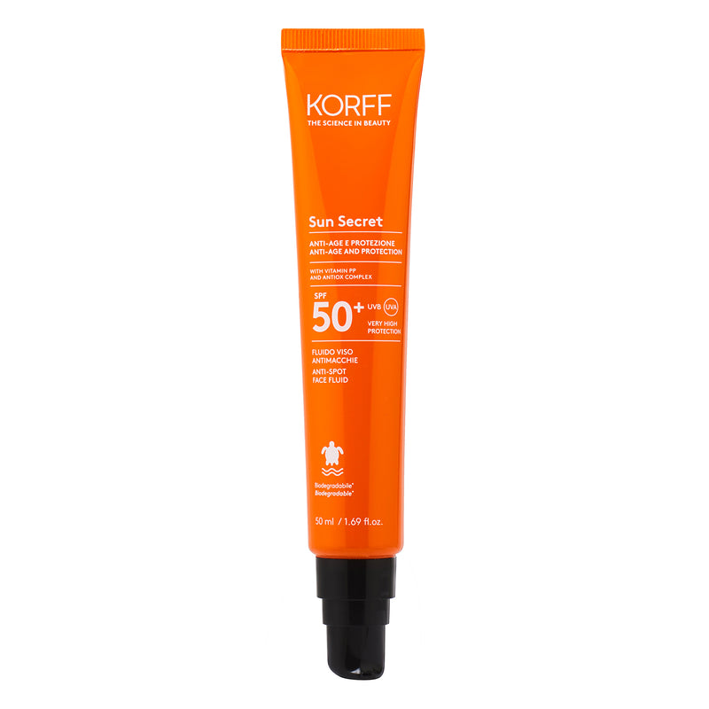 Korff Sun secret fluido viso antimacchie spf50+