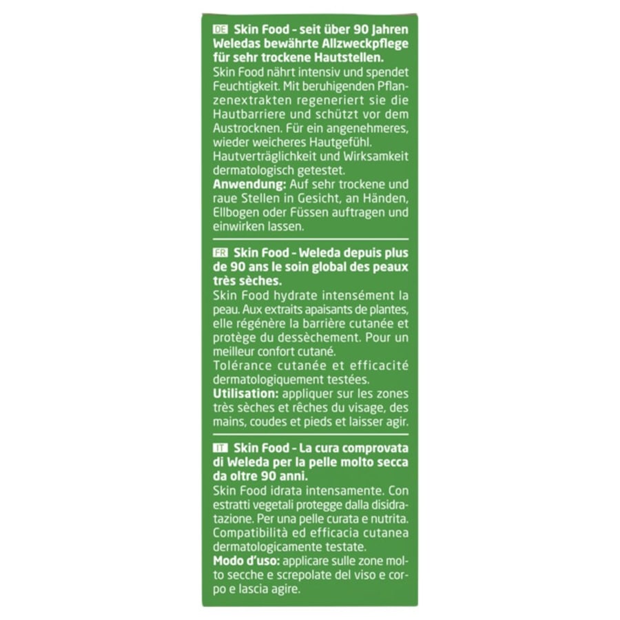Weleda Intensive care Trattamento intensivo ricco per pelli molto secche e ruvide Skin Food Promozione Limitata